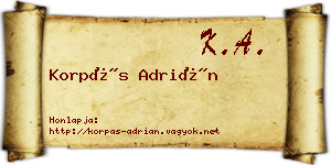 Korpás Adrián névjegykártya